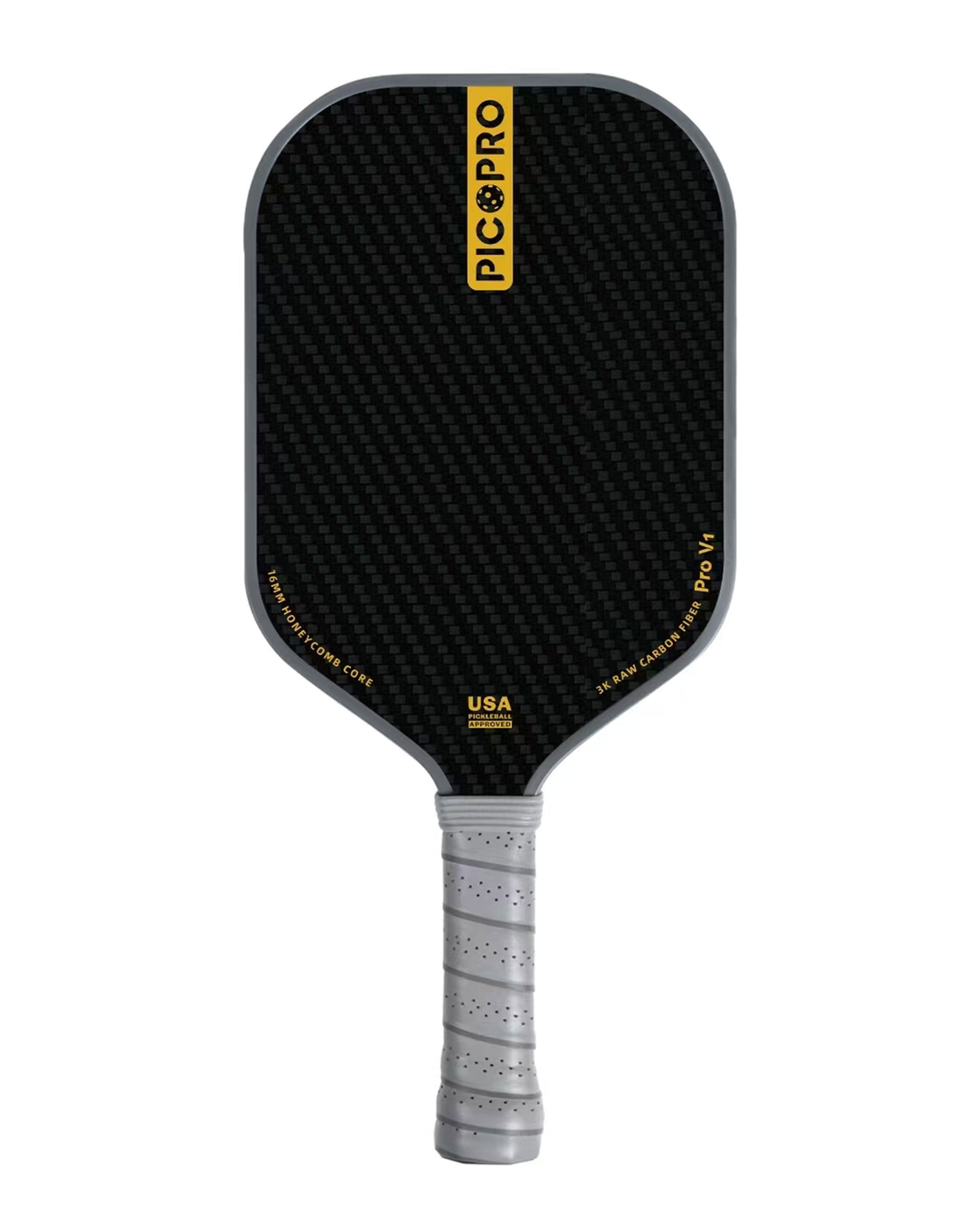 PicoPro Raw Carbon Fiber 3K Pickleball Paddle Black
