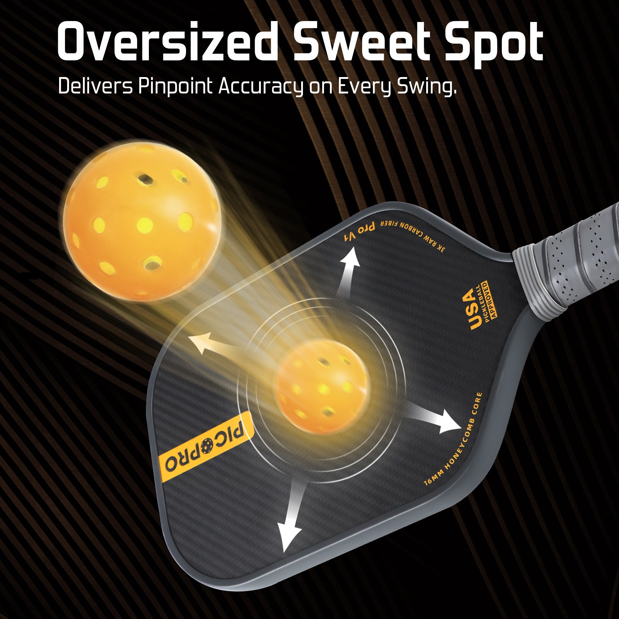 PicoPro Raw Carbon Fiber 3K Pickleball Paddle Black